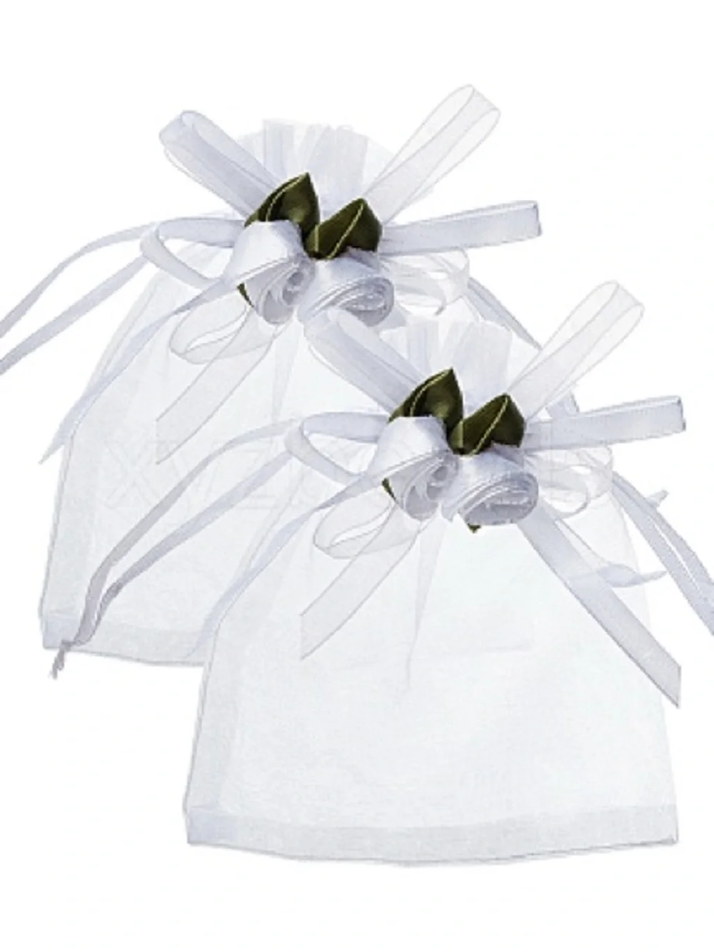 50 PCS White 3D Flower Organza Drawstring Gift Bags